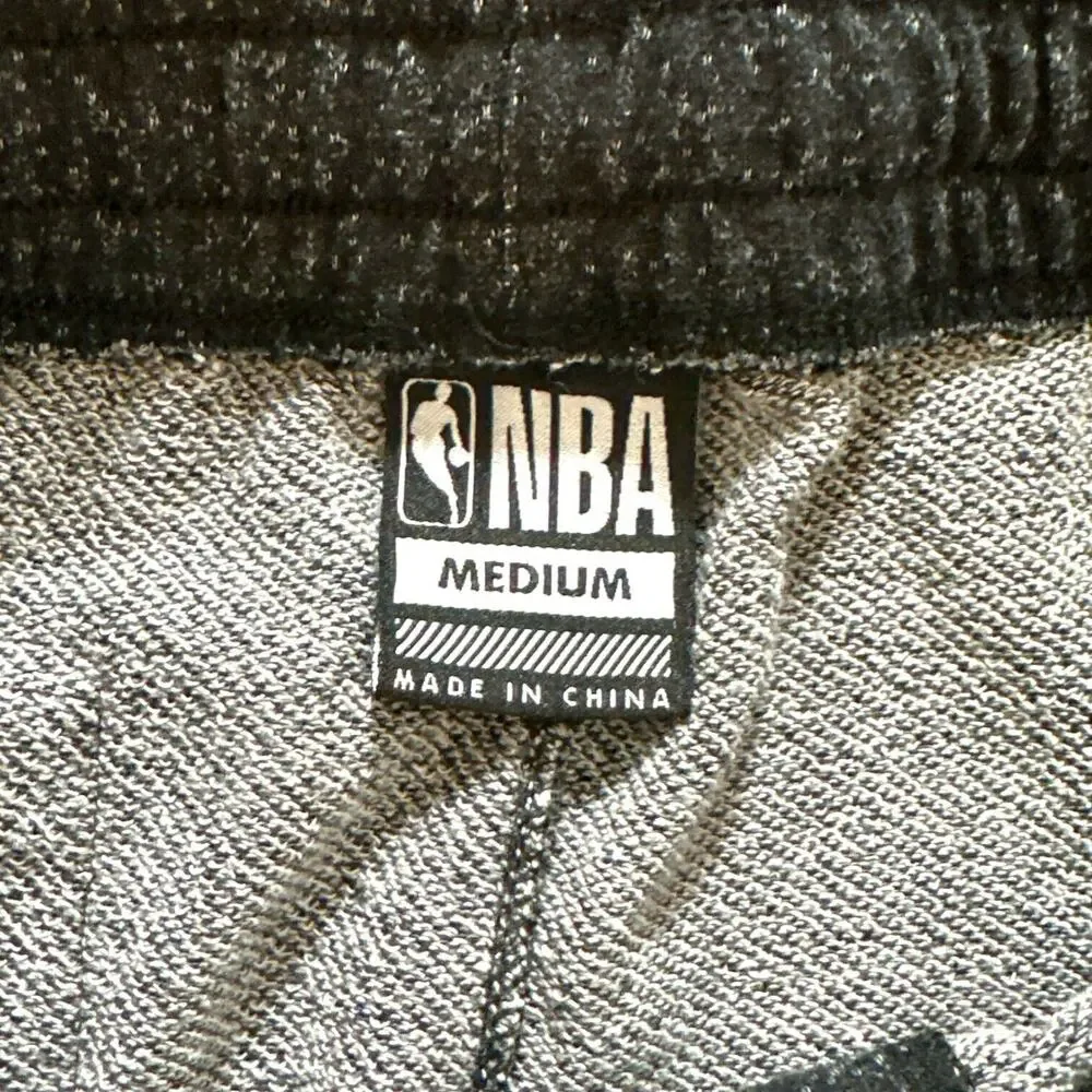 NBA Chevron Fleece Frayed Hem Sweatpants Joggers Cropped Lounge Teens Gray